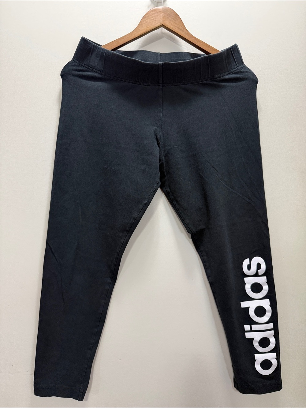 Adidas Black Leggings with White Side Logo Size Large / 30Waist